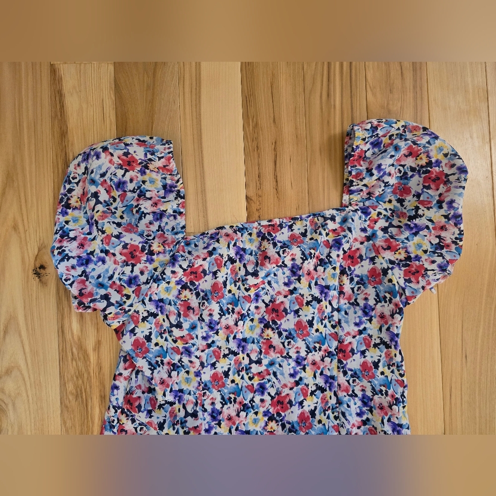 Emery Rose Floral Puff Sleeve Midi Dress, Size M - Picture 6 of 8